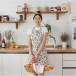 올리브 린넨 원피스형 앞치마