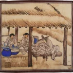주막 민화 손수건
